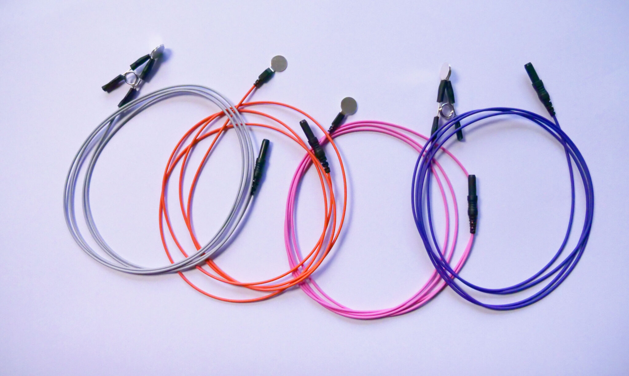 Set of four flat solid silver nontangle electrodes/sensors Neurofeedback International Academy